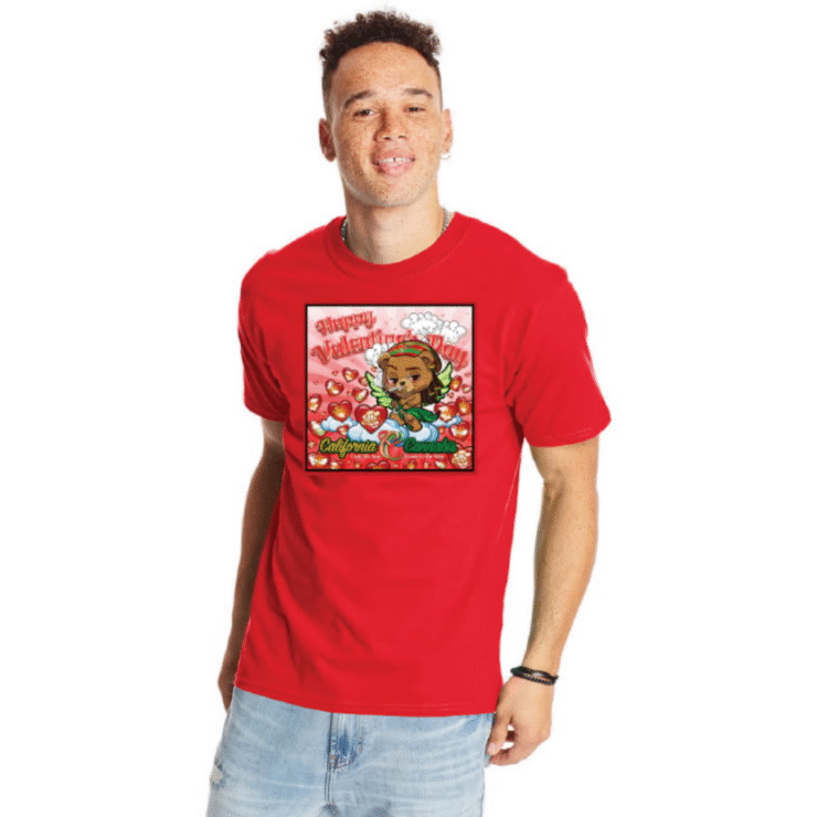 California Cannabis Valentine’s Day T-Shirt - Image 3