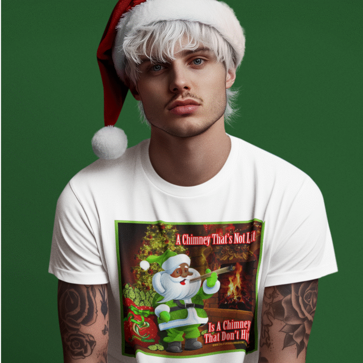 California Cannabis Holiday Tee – “A Chimney That’s Not Lit” - Image 2